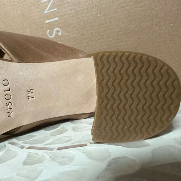 NISOLO Carina Leather Cross Strap Heeled Slip On Sandal Mule Womens 7.5 - Picture 13 of 16